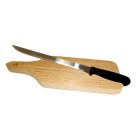 Planche à découper en bois avec manche et son couteau